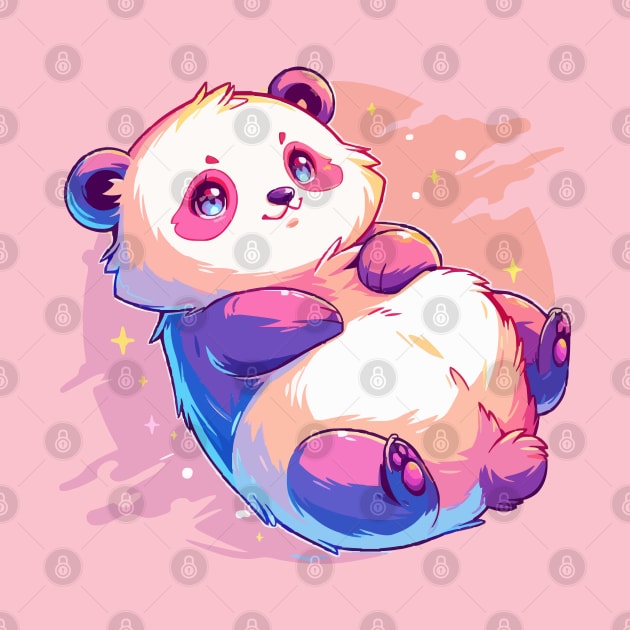 Happy panda with vivid colors by etherElric