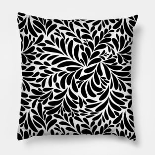 Floral Geometric Abstract Art - Black And White Pillow