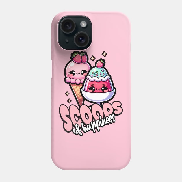 Ice Cream Scoops Of Happiness Kawaii Desserts Phone Case by alcoshirts