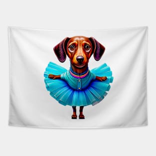 En Pointe! A Blue Tutu Dachshund Ballerina: A Petite Dance Beauty Tapestry