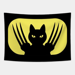 BLACK NINJA SAMURAI CAT WITH LONG SHARP CLAWS Tapestry