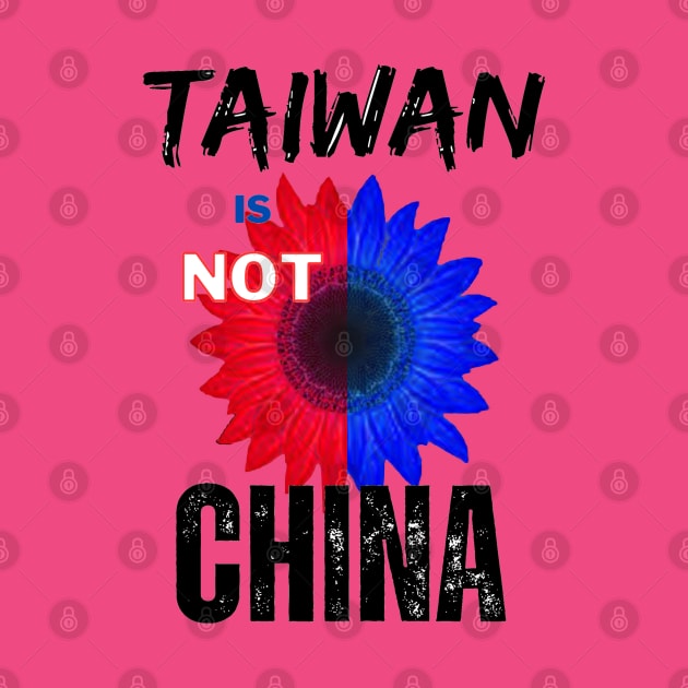 Taiwan is not China - Blue & Red Taiwanese sunflower of hope by Trippy Critters