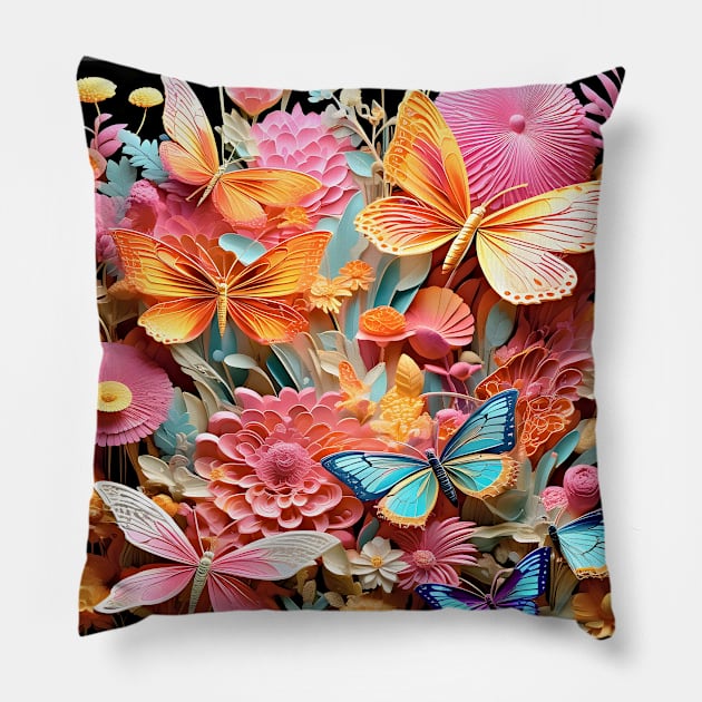 Pink and yellow butterflies Pillow by bogfl