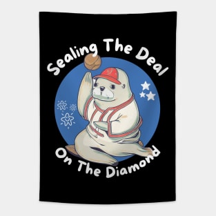 Baseball seal animal Tapestry