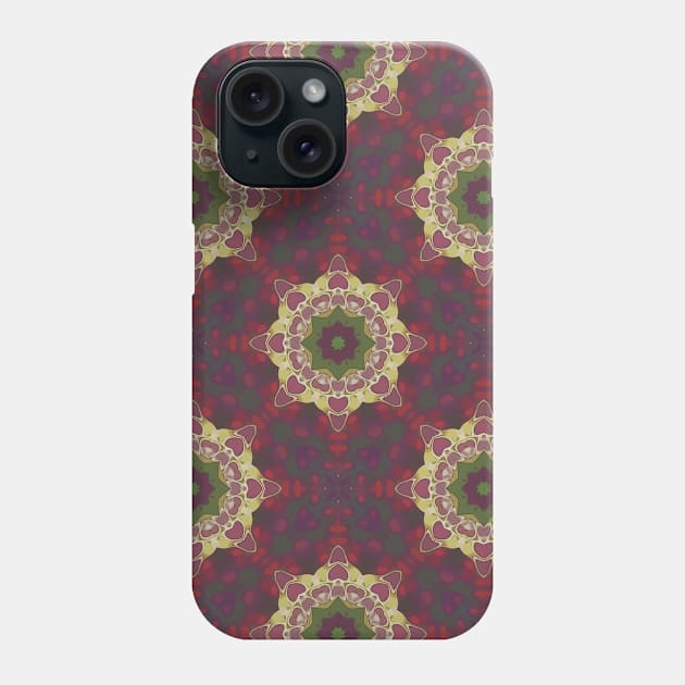 Green Stars Surrounded by Maroon Circles Pattern - WelshDesignsTP003 Phone Case by WelshDesigns