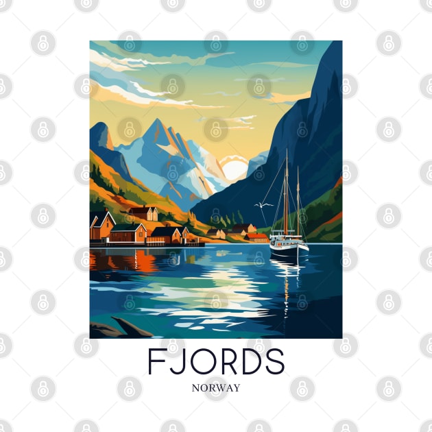 A Pop Art Travel Print of the Fjords - Norway by Studio Red Koala