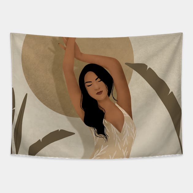 Modern Dancing Woman Tapestry by budianie