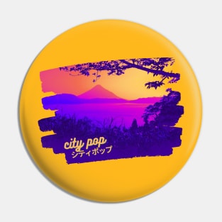 Japan Mountains Lake - Retro City Pop Vaporwave Vibes Pin