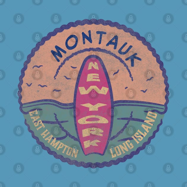 Montauk Vintage Surf Logo New York by Alexander Luminova