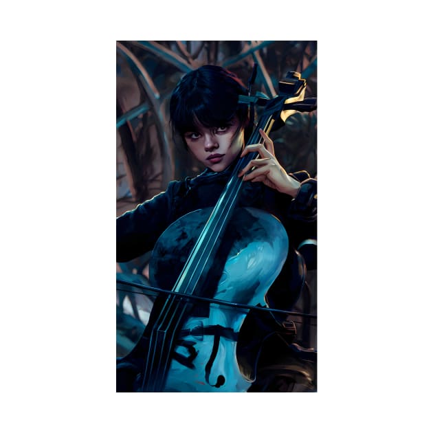 Wednesday Addams Portrait With Violin by AIPerfection