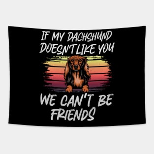 dachshund Dog Owner dog Lover Funny Quote Retro sunset Tapestry