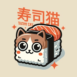 cute kawaii sushi cat japanese asian food sushi kitten foodie T-Shirt