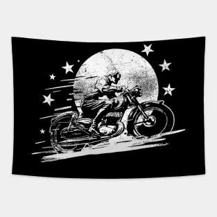 Vintage Motorcycle with Biker Graphic Tapestry