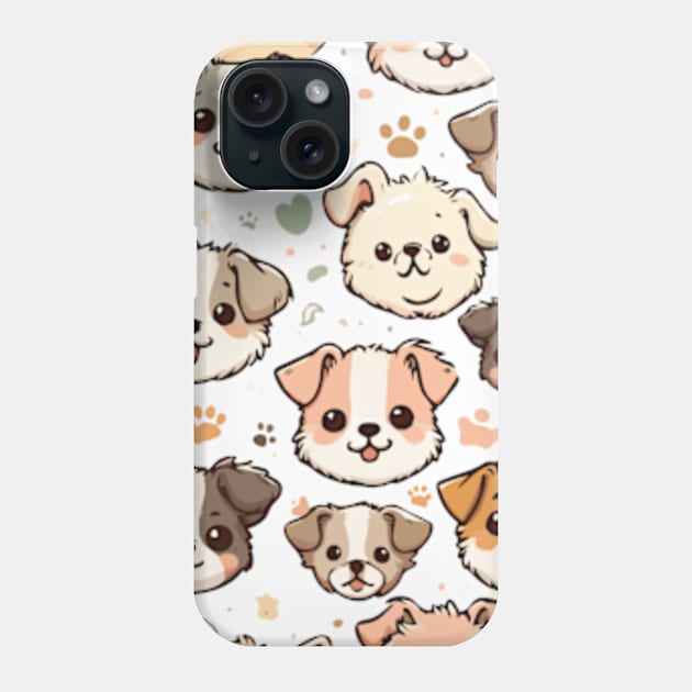 Happy Cute Puppies Pattern Phone Case by ArtFactoryAI