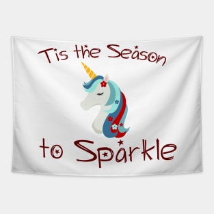 Christmas Unicorn: Tis the Season to Sparkle Tapestry