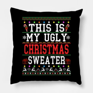 ugly sweater - ugly sweater christmas 2024 Pillow