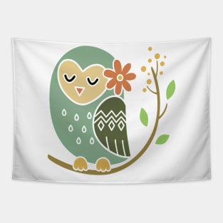 Owl on Branch Tapestry