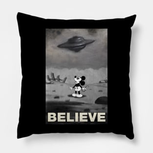 UFO I want to Believe Mickey Mouse Parody Pillow