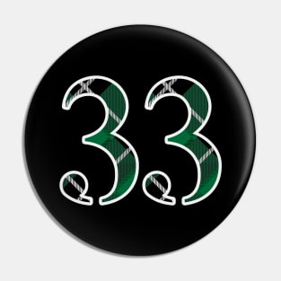 33 Sports Jersey Number Green Black Flannel Pin