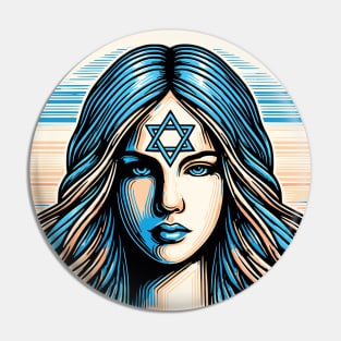 Fierce Jewish Woman with Star of David Pin