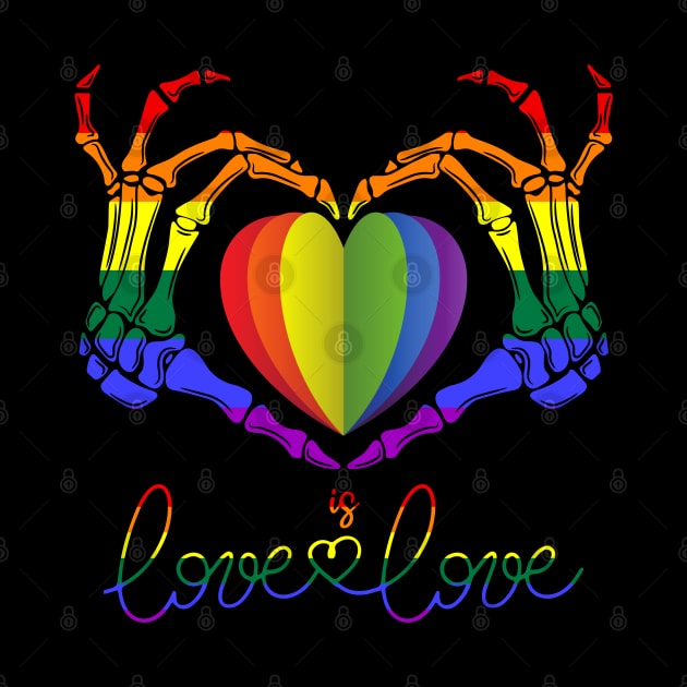 Rainbow Skeleton Heart Loves Is Love LGBT Gay Lesbian Pride by AE Desings Digital