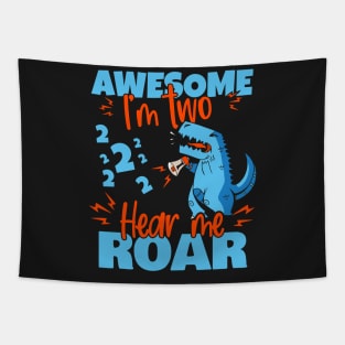 Kids I'm Two Hear Me Roar 2nd Birthday Dinosaur design Tapestry