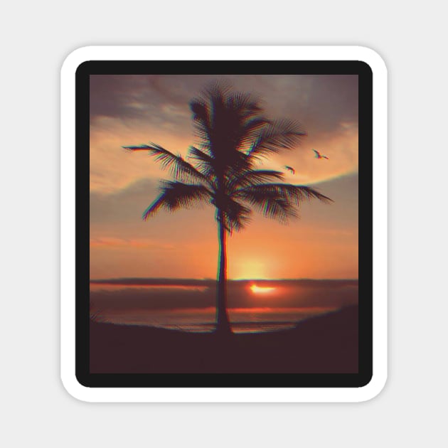 sunset beach Magnet by elhlaouistore