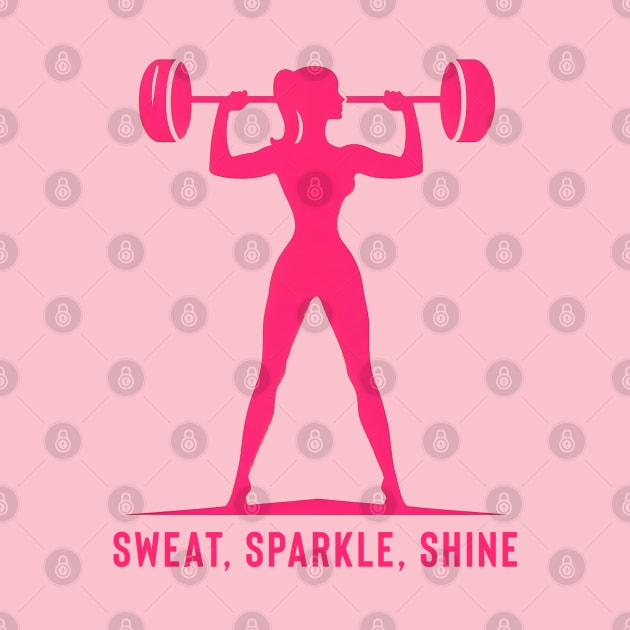 Sweat, Sparkle, Shine Barbell Silhouette by Retro Travel Design