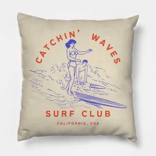 Vintage Surfing Surfer Pillow