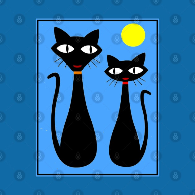 Cat Couple Whimsical Comic Surreal Print by posterbobs