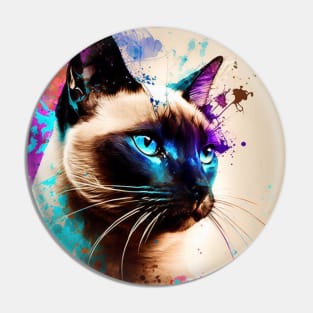 Siamese Cat with Color Splash Pin