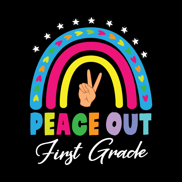 Stars Heart Rainbow Peace Out First Grade Hello Summer Break by DainaMotteut