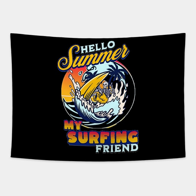 Riding Therapy, Hello Summer Vintage Motorcycle ,American customs,Funny Biker Motorcycle Helmet Motorbike Racing Motorcyclist Rally Racing Surfing Lover Gifts Tapestry by Customo