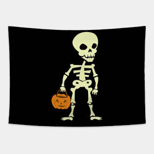 Halloween Skeleton holding Jack o lantern Tapestry