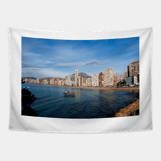 Benidorm Levante Beach Costa Blanca Spain Tapestry by AndyEvansPhotos