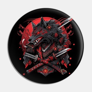 samurai wolf Pin