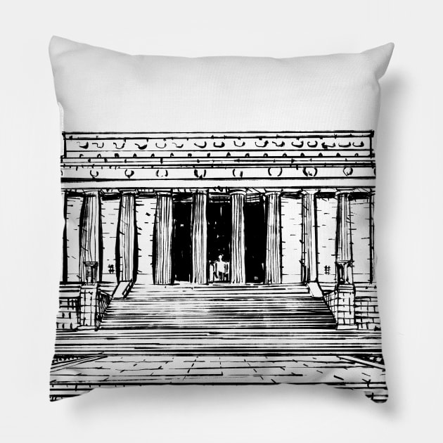 LINCOLN MEMORIAL ink painting.1 Pillow by lautir