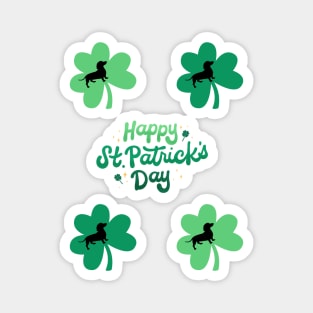 Happy St. Patrick's Day with Dachshund Silhouette in Shamrock Magnet