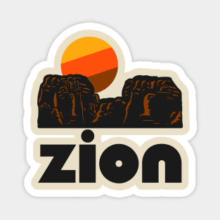 Retro Zion ))(( Tourist Souvenir National Park Design Magnet