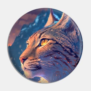 Lynx Animal Portrait Painting Wildlife Outdoors Adventure Pin