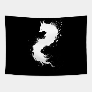 Cute fox | lovable animal black and white Tapestry