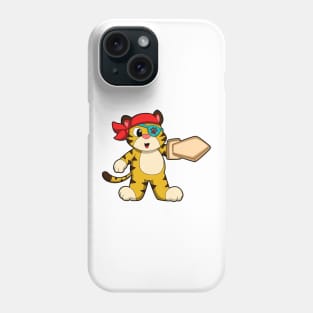 Tiger as Pirate with Eye patch & Sword Phone Case