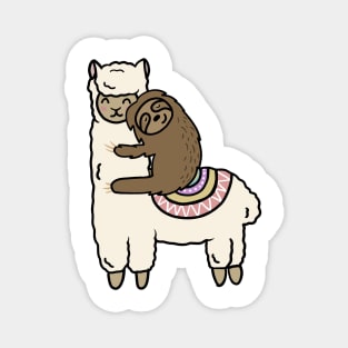 Cute Llama Alpaca with Sloth Best Friends Magnet