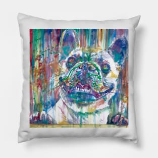 FRENCH BULLDOG watercolor portrait.1 Pillow