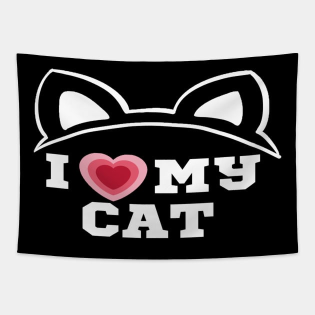 I Love My Cat/I Heart My Cat Tapestry by The Print Palace