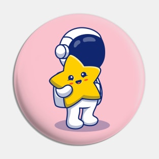 Astronaut Holding Cute Star Pin