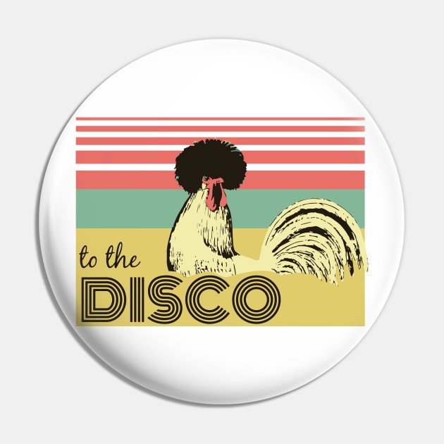 to the DISCO -  Vintage Black Crested White Chick Pin by olivergraham