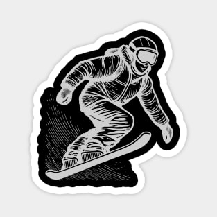 Hand Drawn Snowboarding Magnet