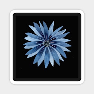 Indigo Flower Watercolor Illustration with a black background Magnet