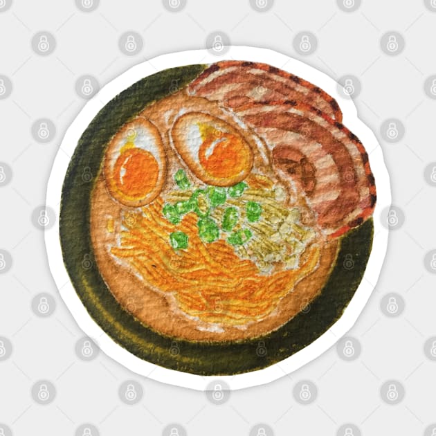 Tonkotsu Ramen Watercolour Illustration Magnet by toffany's